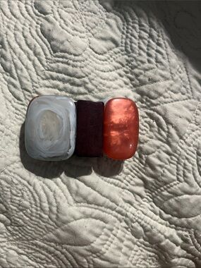 Triple Stone Stretch Bracelet - White, Burgundy, Copper